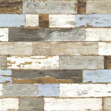 Wood Colorful Shiplap Blue & Neutral Peel and Stick Wallpaper