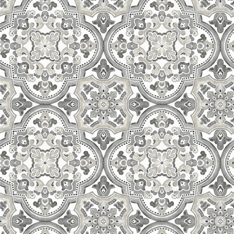 Concord Black Medallion Mosiac Tile Wallpaper