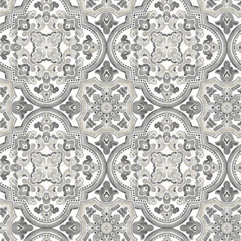 Concord Black Medallion Mosiac Tile Wallpaper