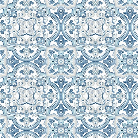 Concord Blue Medallion Mosiac Tile Wallpaper