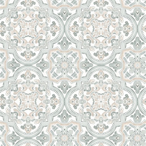 Concord Coral Medallion Mosiac Tile Wallpaper