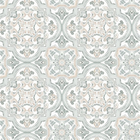 Concord Coral Medallion Mosiac Tile Wallpaper