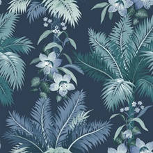Copeland Dark Blue and Aqua Tropical Leaf Wallpaper