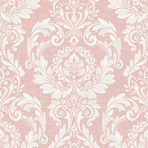 Cora Damask Damask Light Pink Peel and Stick Wallpaper