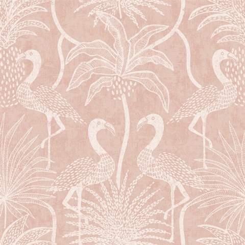 Coral Biscayne Tropical Flamingos Wallpaper