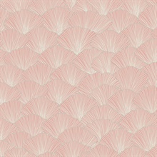 Coral Luminous Ginkgo Leaf Art Deco Wallpaper