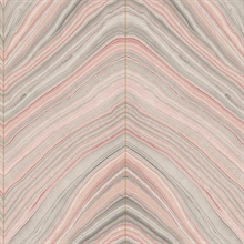 Coral Onyx Strata Marble Stone Stripe Wallpaper