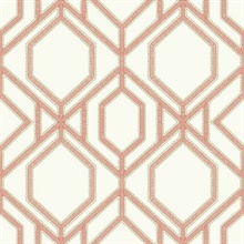 Coral Sawgrass Trellis Geometric Hexagon Wallpaper