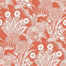 Coral Suvi Modern Palm Leaf Wallpaper