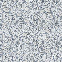 Coraline Blue Modern Leaf Wallpaper