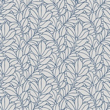 Coraline Blue Modern Leaf Wallpaper