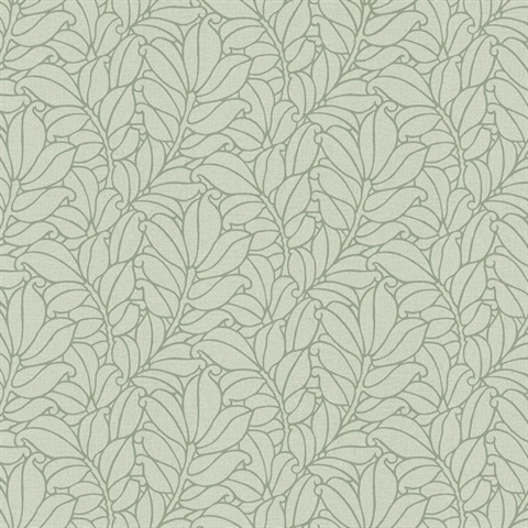 Coraline Green Modern Leaf Wallpaper