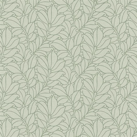 Coraline Green Modern Leaf Wallpaper