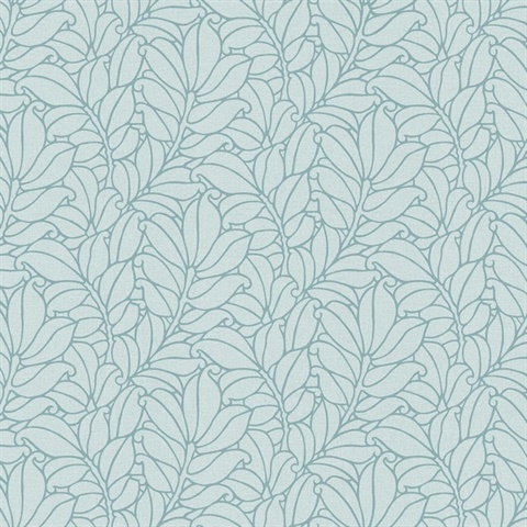 Coraline Light Blue Modern Leaf Wallpaper