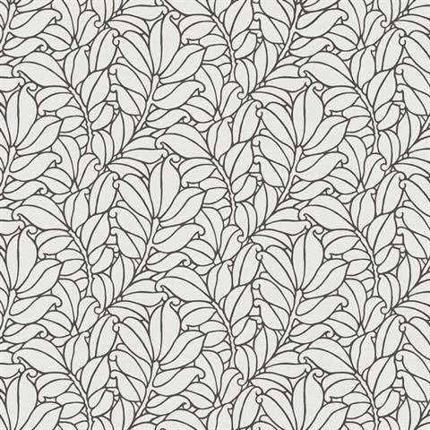 Coraline White Modern Leaf Wallpaper