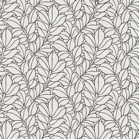 Coraline White Modern Leaf Wallpaper
