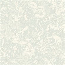 Corcovado Aqua Jungle Jamboree Tropical Leaf & Monkey Wallpaper