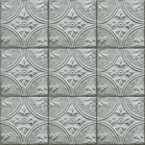 Cornelius Teal Tin Ceiling Tile Wallpaper