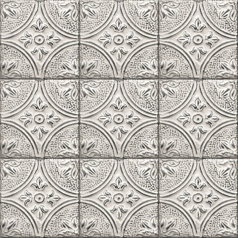Cornelius White Tin Ceiling Tile Wallpaper
