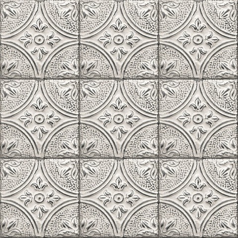 Cornelius White Tin Ceiling Tile Wallpaper