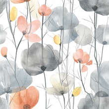 Cotswolds Poppies Turquoise Floral Wallpaper