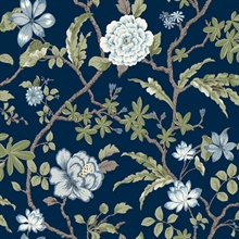 Courtyard Botanical Navy Wallpaper