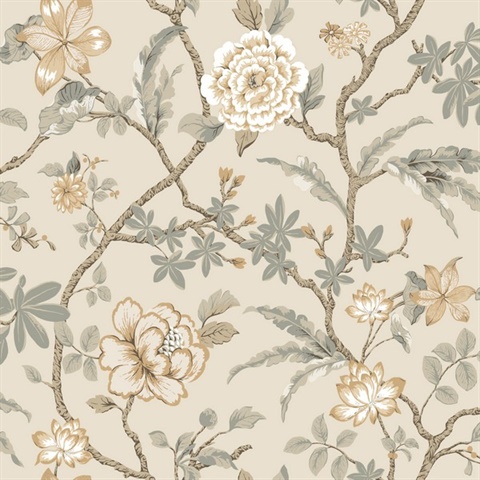 Courtyard Botanical Neutral Wallpaper