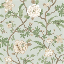 Courtyard Botanical Pale Blue Wallpaper