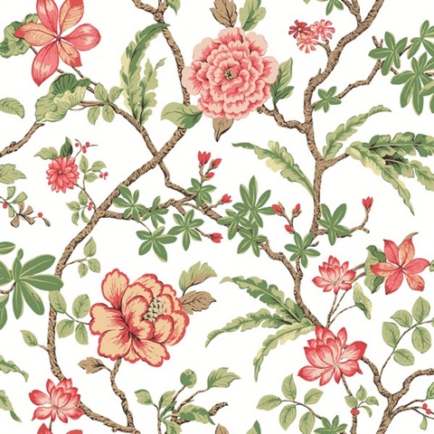 Courtyard Botanical Rose Wallpaper