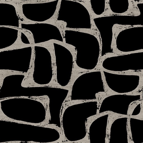 Craftsman Geometric Metallic Textured Black Metallic Textured Wallpape