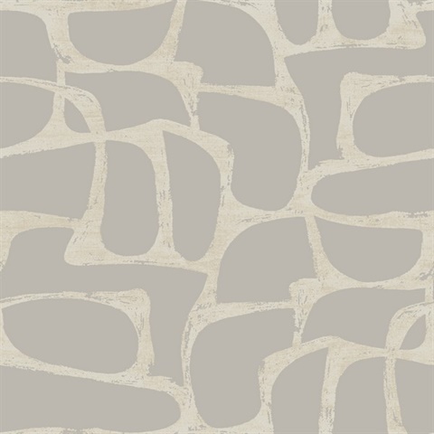 Craftsman Geometric Metallic Textured Taupe Wallpaper