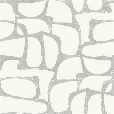 Craftsman Geometric Metallic Textured White & Silver Wallpaper