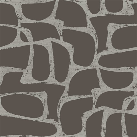 Craftsman Geometric Mocha Metallic Textured Wallpaper