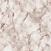 Cranberry Purple & Taupe Faux Marble Wallpaper