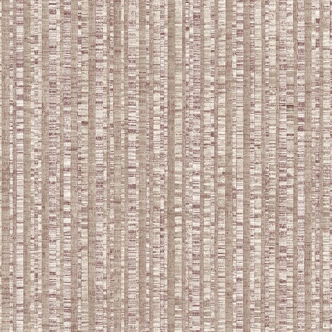 Cranberry Purple & Taupe Linen Stripe Wallpaper