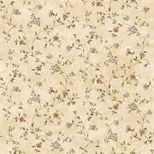 Cream Antique Floral Vine Wallpaper