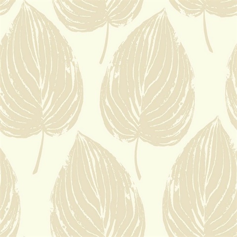 Cream & Beige Commercial Large Leaf Wallpaper