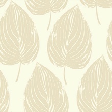 Cream & Beige Commercial Large Leaf Wallpaper