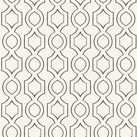 Cream & Black Commercial Handdrawn Geometric Wallpaper