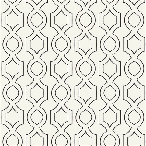 Cream & Black Commercial Handdrawn Geometric Wallpaper