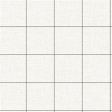Cream & Black Linen Check Plaid Wallpaper