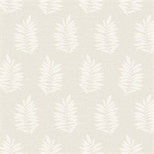 Cream Block Print Leaf Wallpaper
