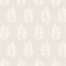 Cream Block Print Leaf Wallpaper