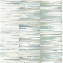 Cream & Blue Artist's Palette Brushstroke Stripe Wallpaper