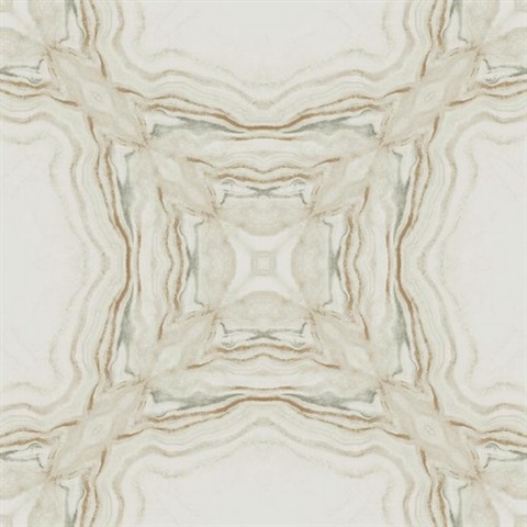 Cream & Charcoal Stone Kaleidoscope Wallpaper