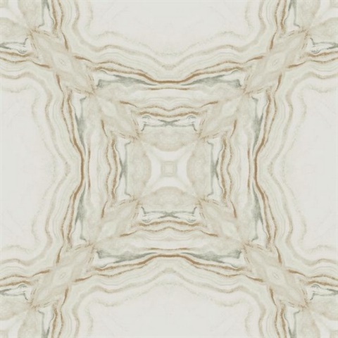 Cream & Charcoal Stone Kaleidoscope Wallpaper