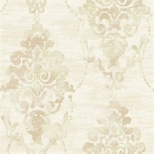 Cream Commercial Impressionist Damask Wallpaper