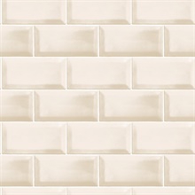 Cream Faux Metro Subway Tile Wallpaper