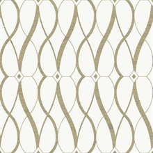 Cream & Gold Art Deco Geometric Hourglass Wallpaper