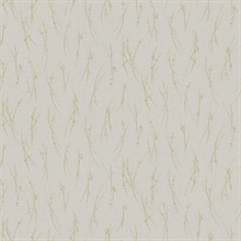 Cream & Gold Leaf & Sprig Banches Wallpaper
